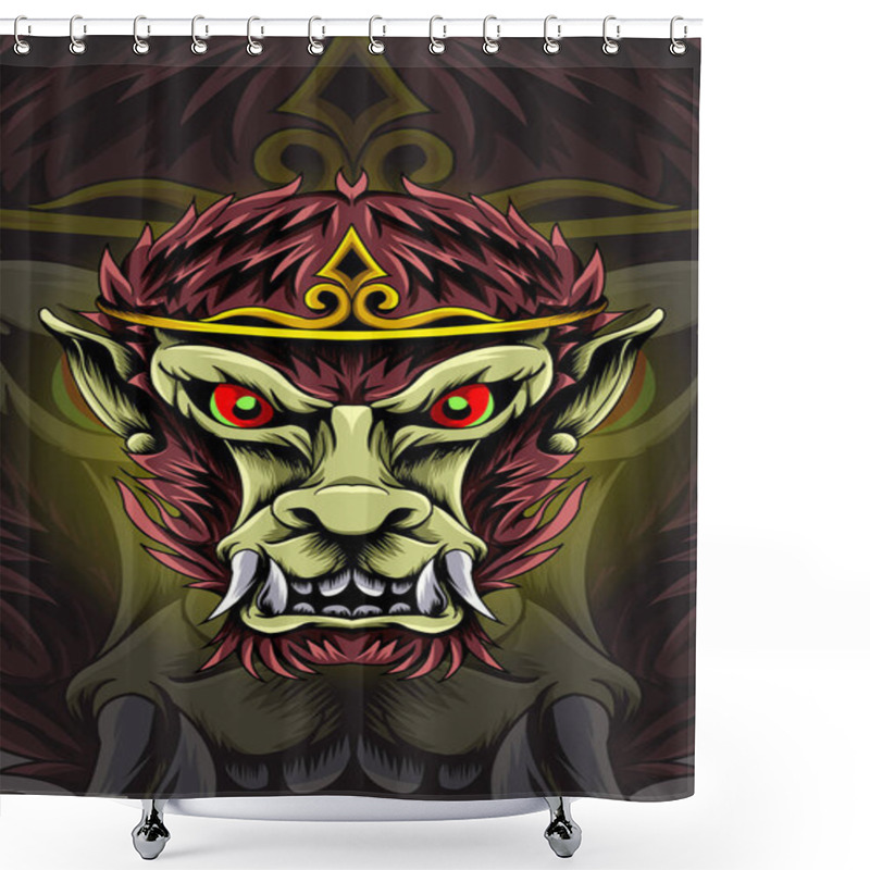 Personality  Monkey King Vector Illustration Shower Curtains