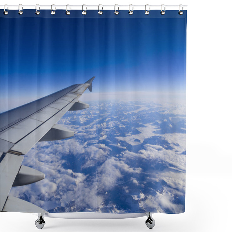 Personality  Airplane Flying Above The Clouds Shower Curtains