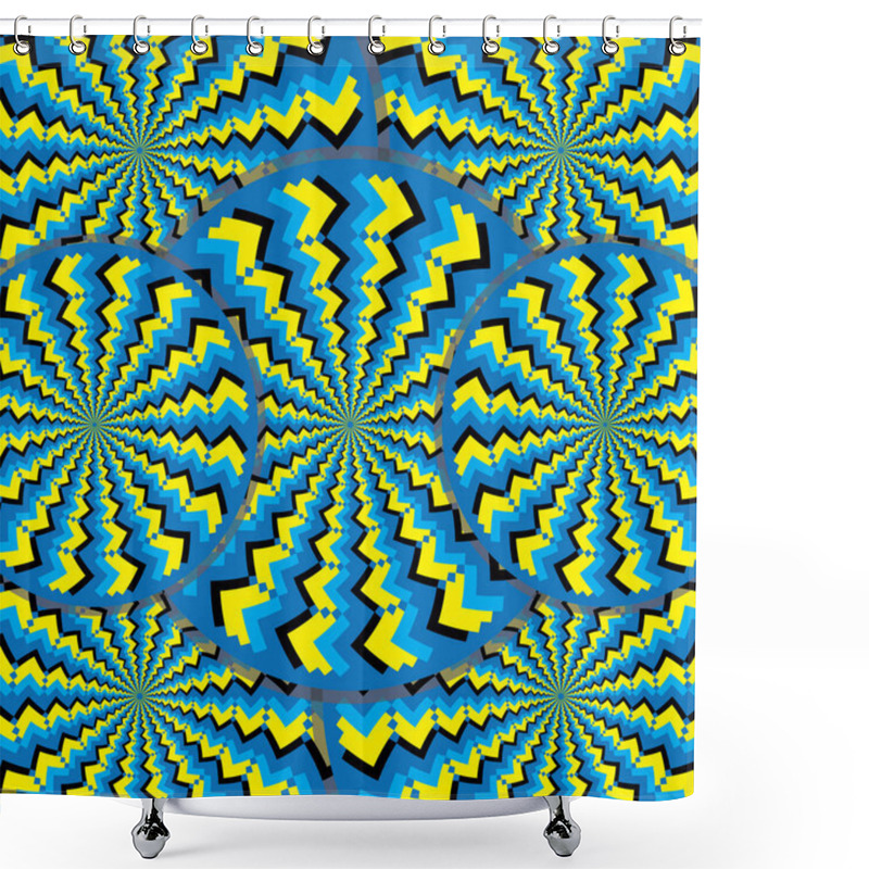 Personality  Rotating Zigzag Patterns Are Featured In An Abstract Background Illustration Of The Illusory Motion Variety. Shower Curtains