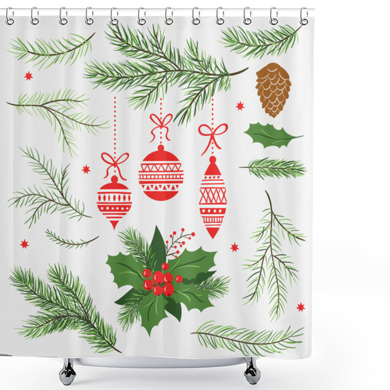 Personality  Set Of Christmas Elements Shower Curtains