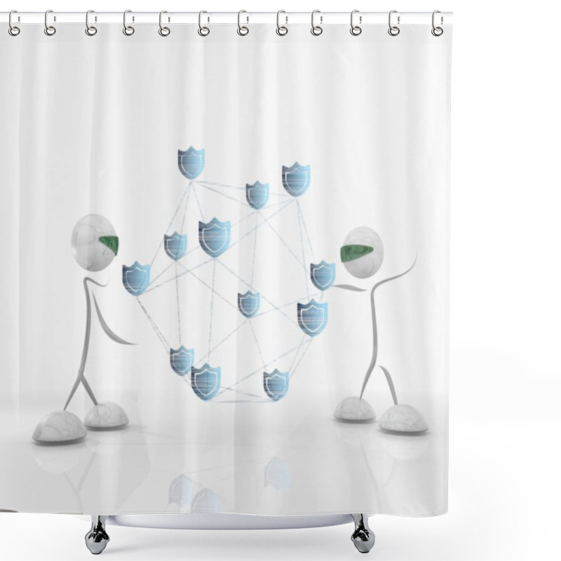 Personality  Cyber Protection Network With Two Futuristic Characters Shower Curtains