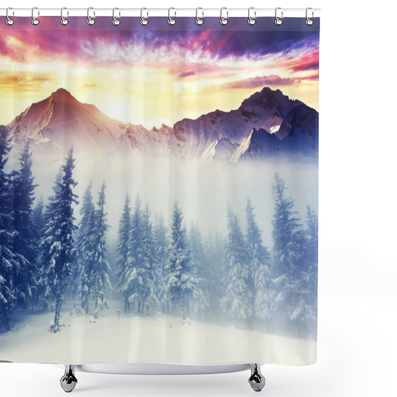 Personality  Evening Winter Landscape Shower Curtains