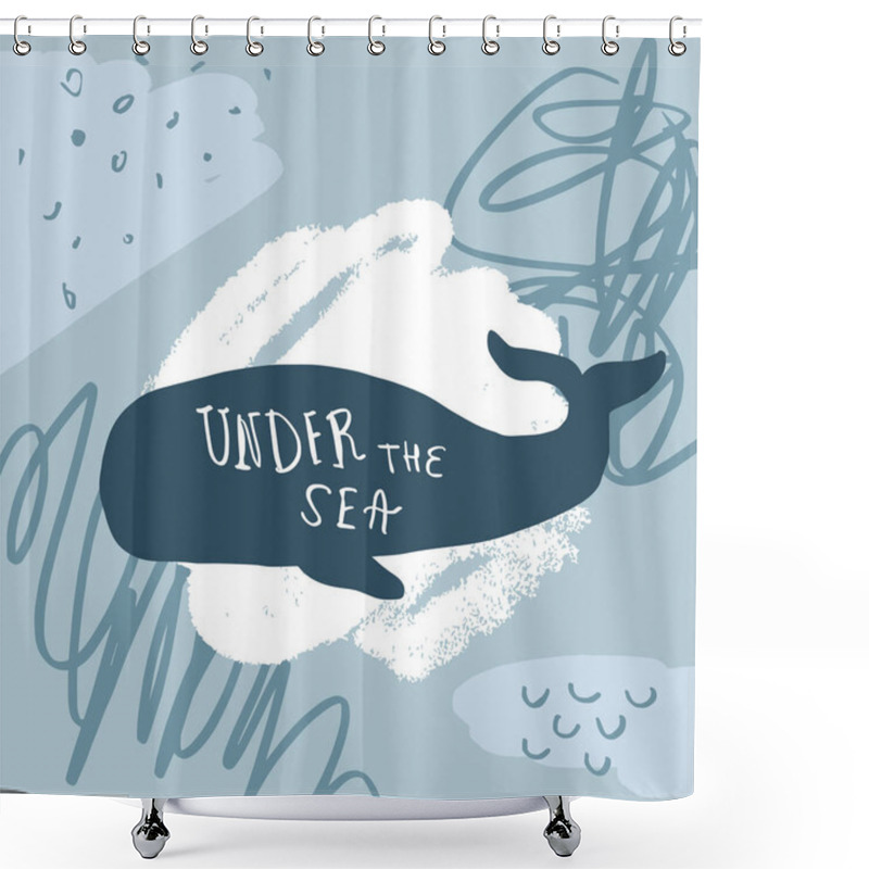 Personality  Vector Lettering Whale. Scandinavian Style Illustration. Cute Nursery Poster Shower Curtains