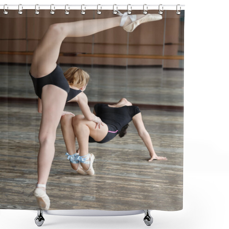 Personality  Two Ballerinas Rehearsing In The Studio Shower Curtains