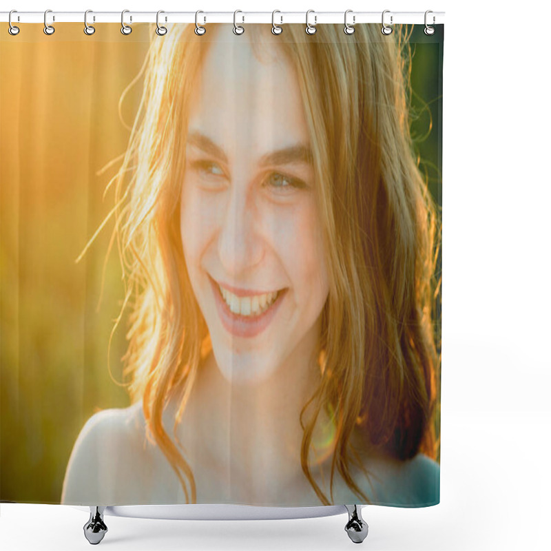 Personality  Beautiful Young Woman, Tender Girl. Fashion And Beauty. Shower Curtains