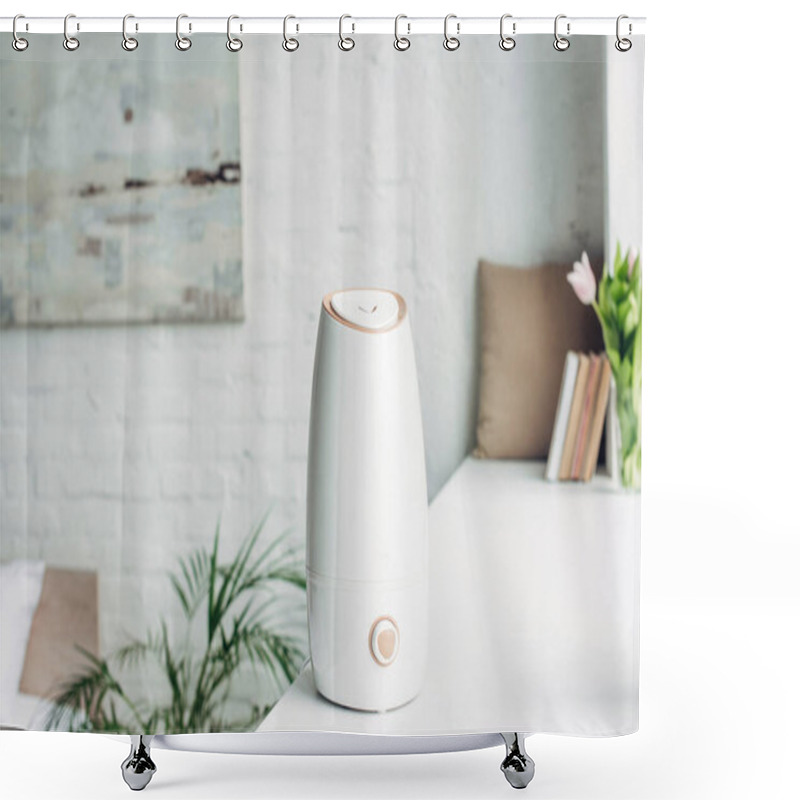 Personality  White Humidifier Standing On Windowsill At Home Shower Curtains