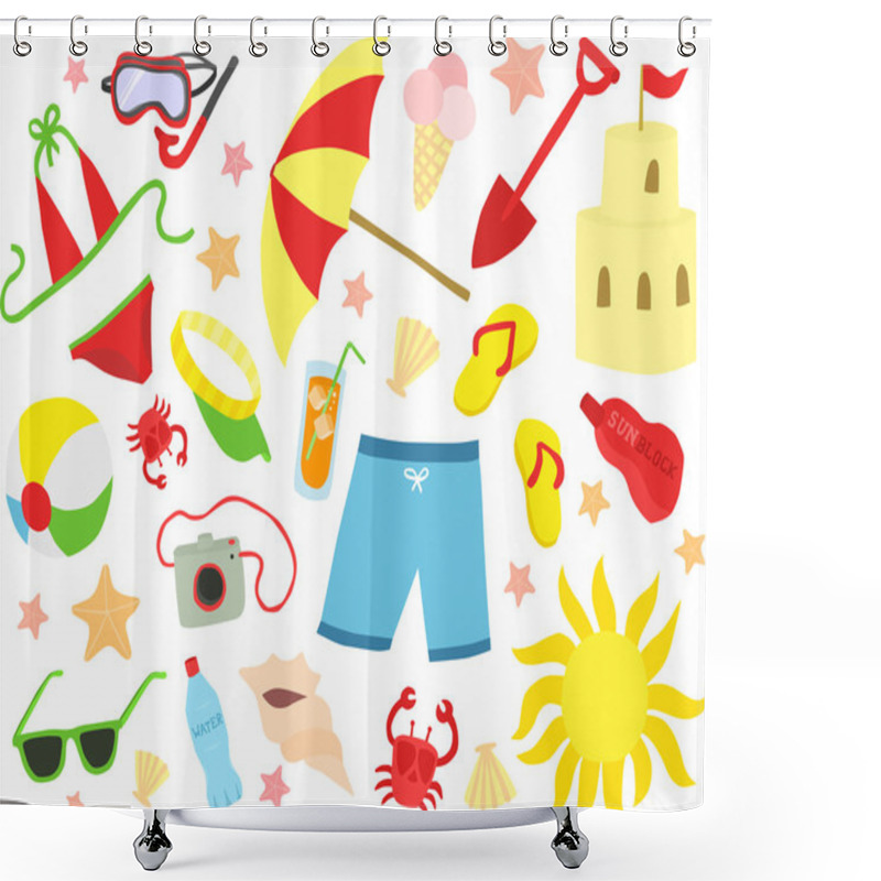 Personality  Beach Summer Set Shower Curtains