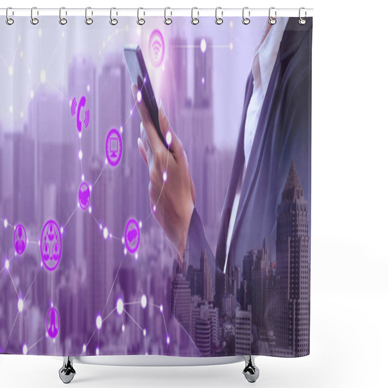 Personality  Internet Of Things Concept, Mobile Phone Applications. Shower Curtains