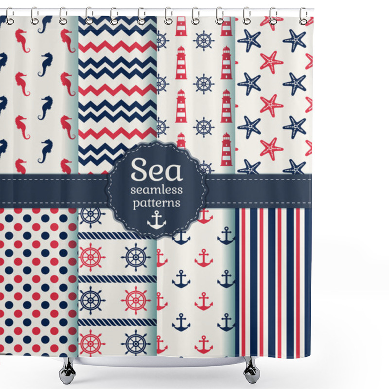 Personality  Sea Seamless Patterns. Vector Collection. Shower Curtains