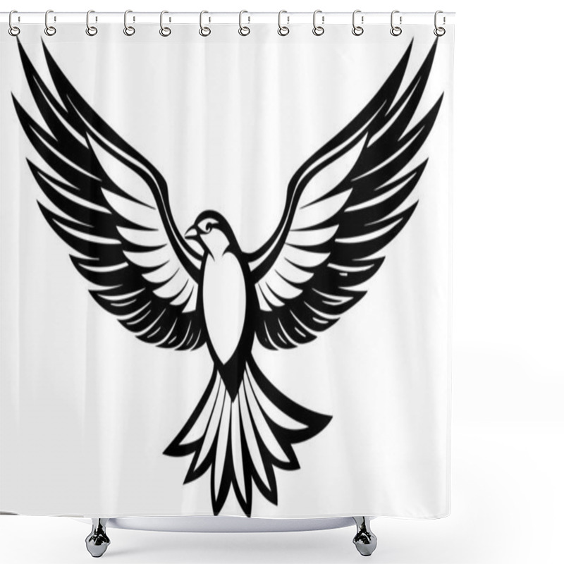 Personality  Stylized Flying Bird Illustration Highlighting Freedom And Grace Shower Curtains