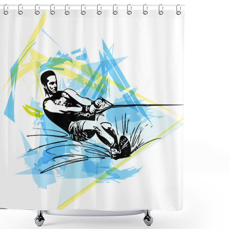 Personality  Water Skiing Illustration Shower Curtains