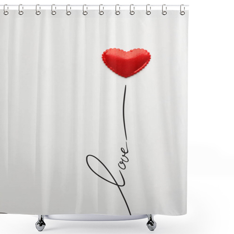 Personality  Just Love. Creative Valentines Concept Photo Of Heart With Love Sign On Grey Background. Shower Curtains