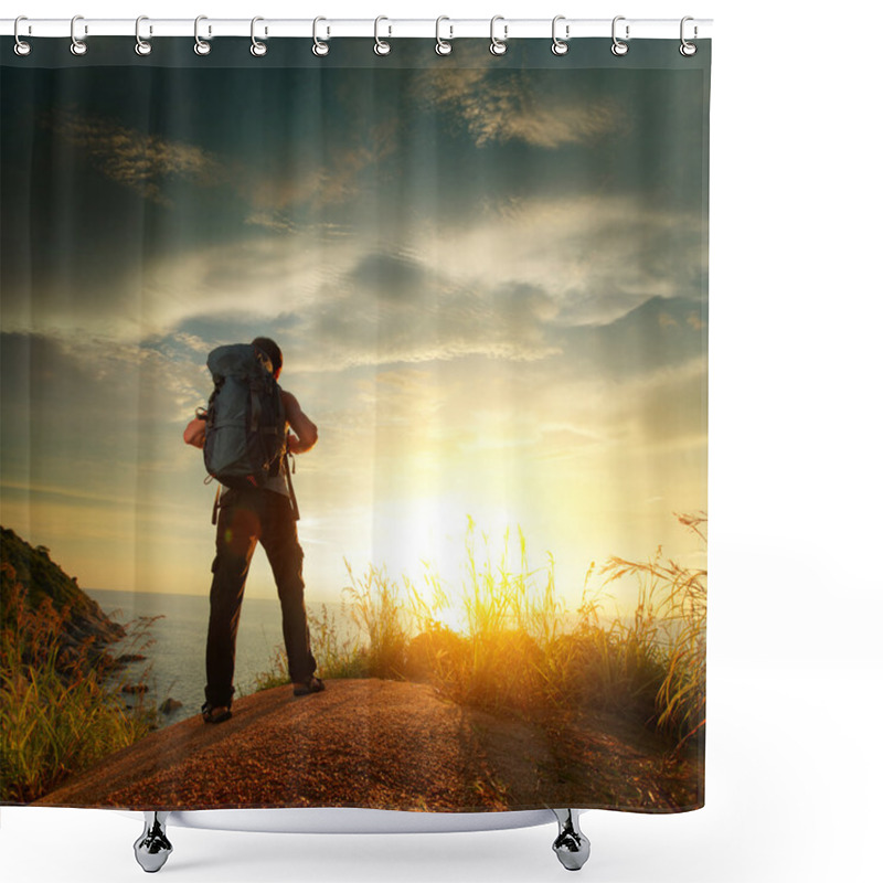 Personality  Hiker Shower Curtains