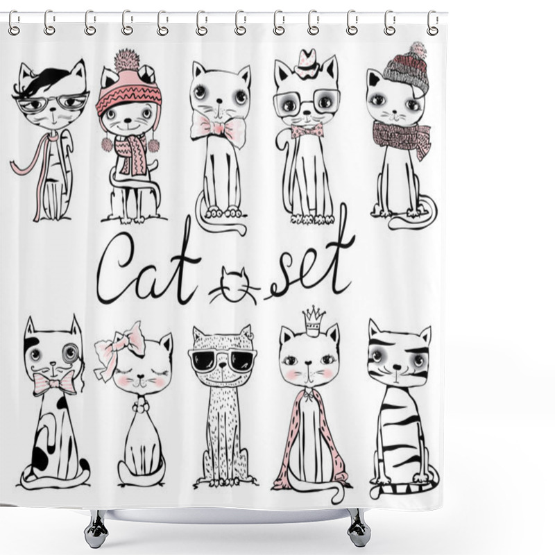 Personality  Set Of Stylish Cats Shower Curtains