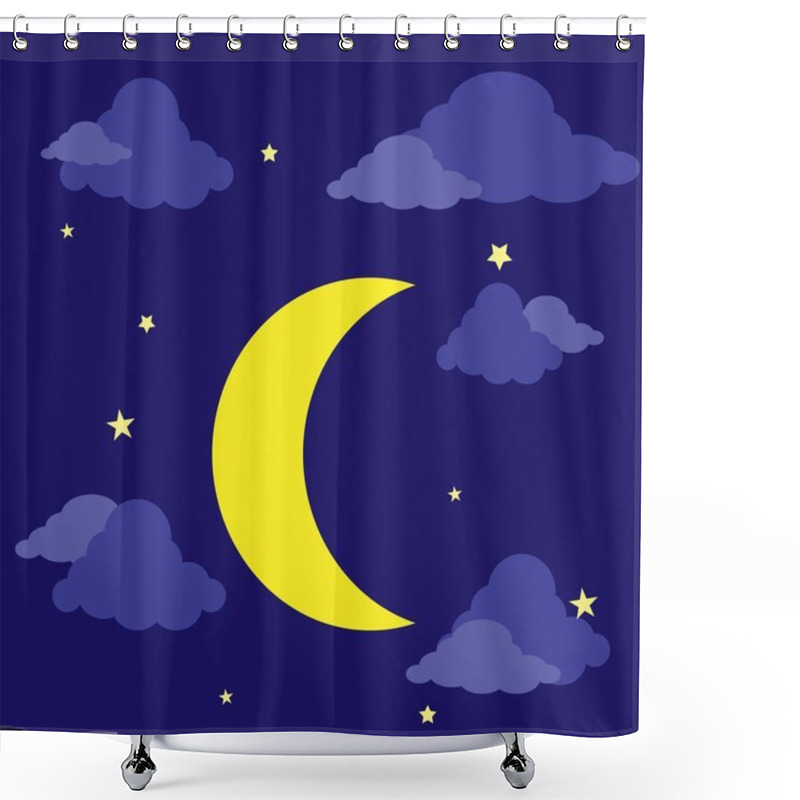 Personality  Vector Illustration Of Cartoon Glossy Moon In The Sky Shower Curtains