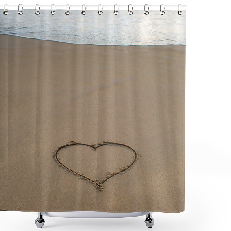 Personality  Heart Shape Sign On Sand Shower Curtains