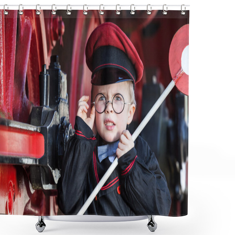 Personality  Upset Little Railroad Conductor Shower Curtains