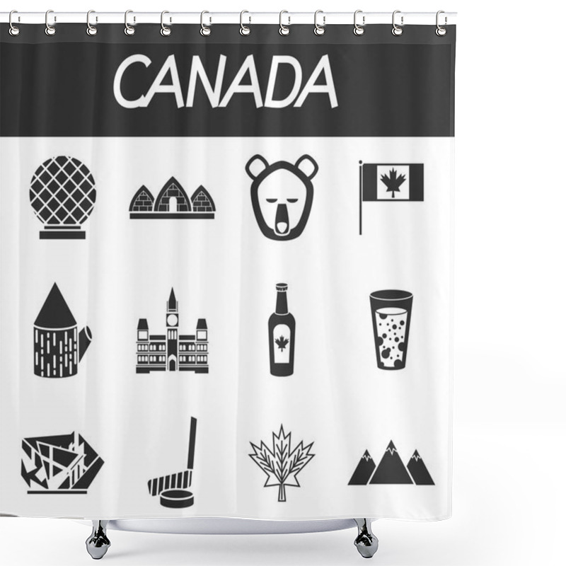 Personality  Canada Icons Set Shower Curtains