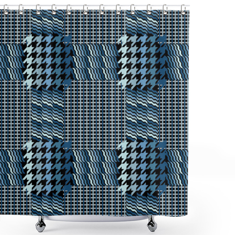 Personality  Seamless Checkered Woolen Pattern. Classical English HoundsTooth Print Prince Of Waves Shower Curtains