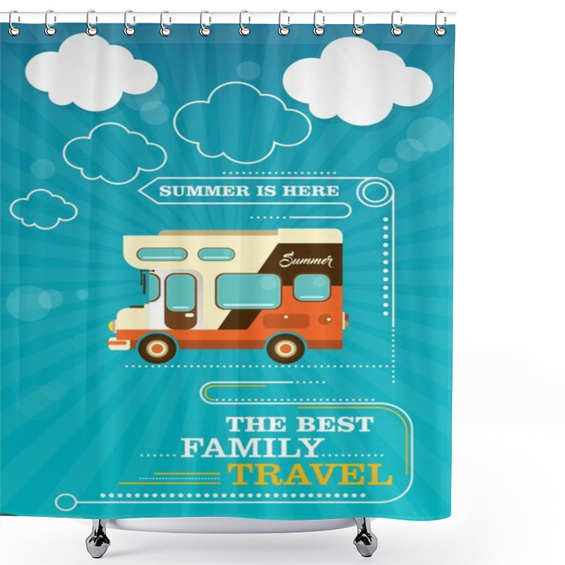 Personality  Mobile Home On The Summer Background Shower Curtains