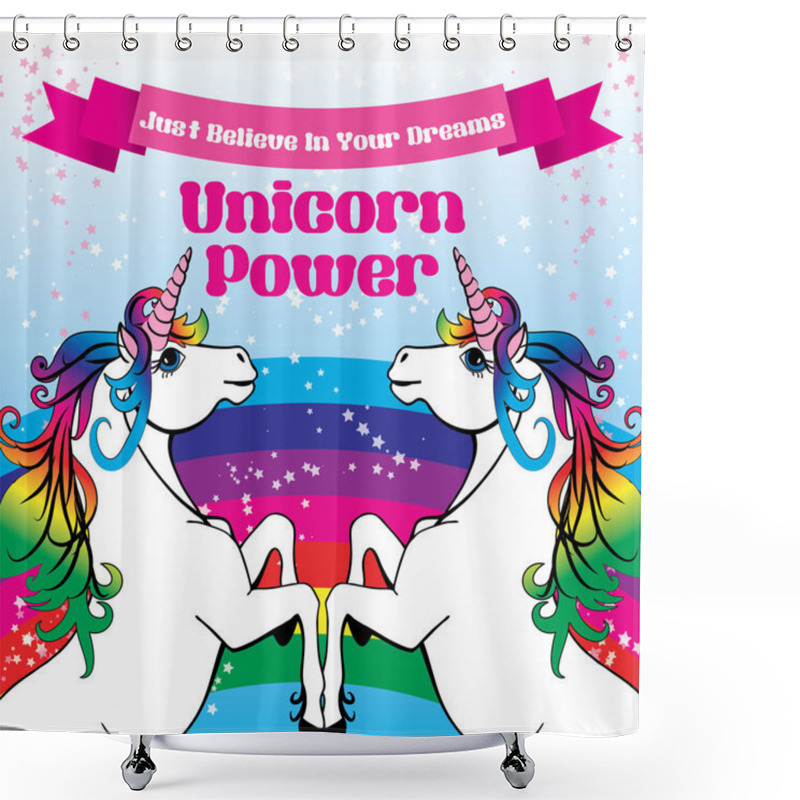 Personality  Motivation Card. Unicorns Shower Curtains