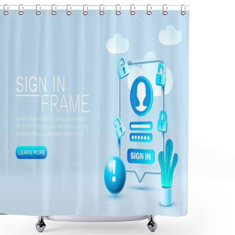 Personality  Sign In Smartphone Mobile Screen, Technology Mobile Display. Vector Shower Curtains