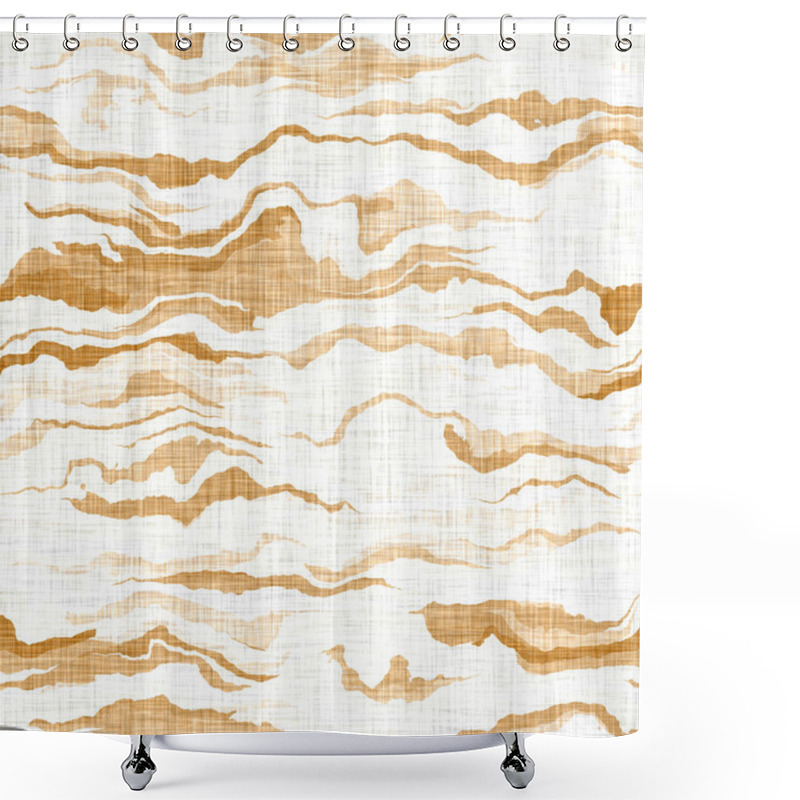 Personality  Linen Texture Background With Broken Stripe. Organic Irregular Striped Seamless Pattern. Modern Plain 2 Tone Spring Textile For Home Decor. Farmhouse Scandi Style Rustic Orange All Over Print. Shower Curtains