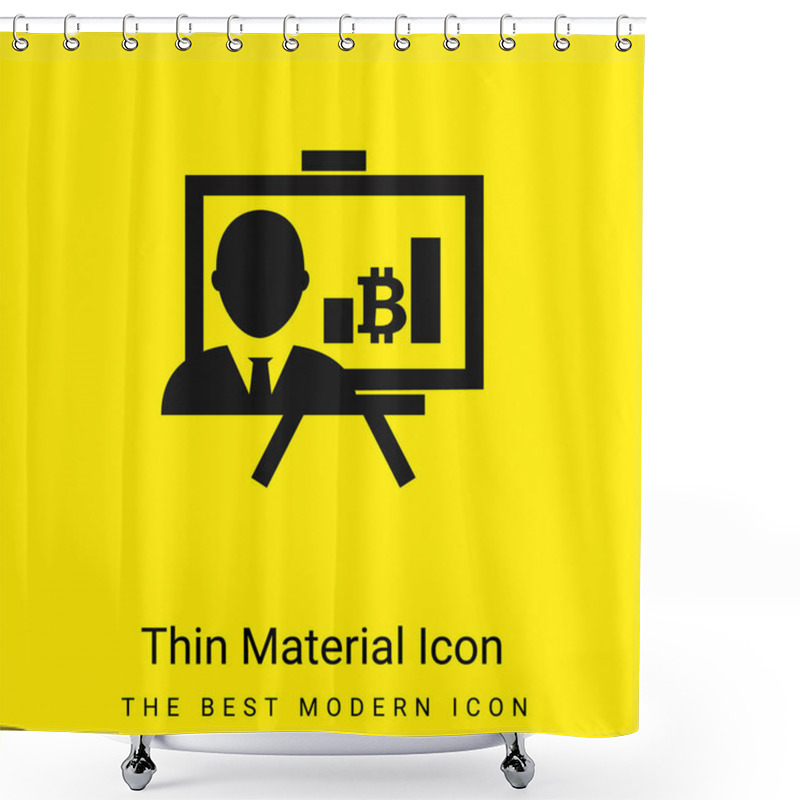 Personality  Bitcoin Presentation With Graphs And Reporter Minimal Bright Yellow Material Icon Shower Curtains