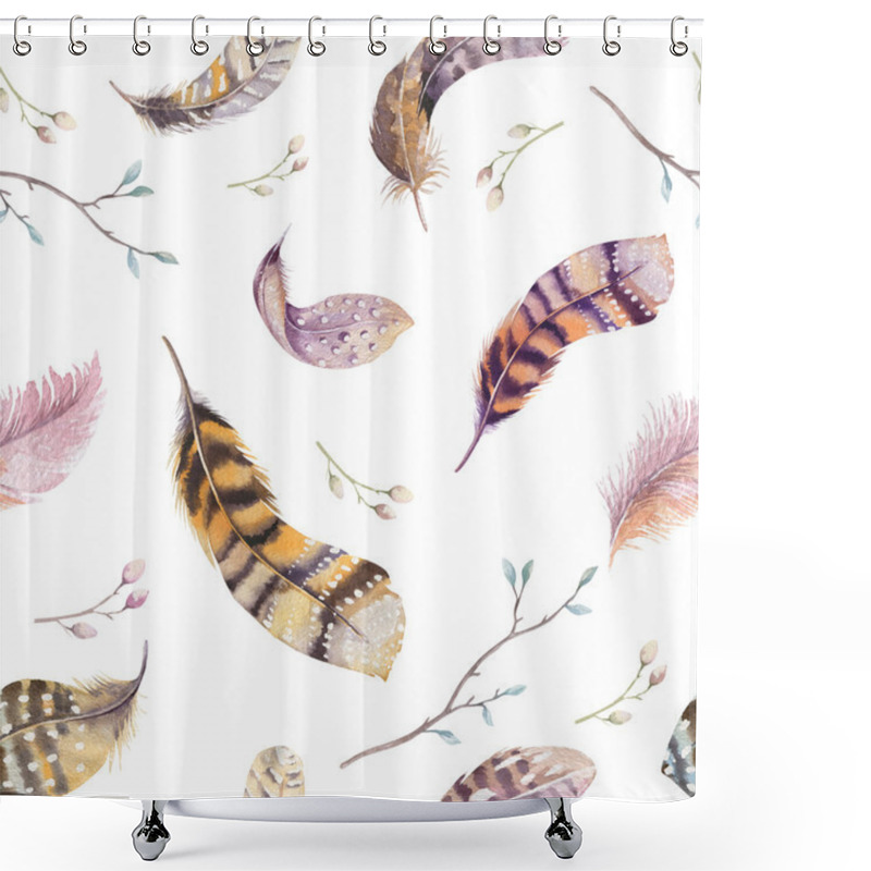 Personality  Feathers Repeating Pattern.  Shower Curtains