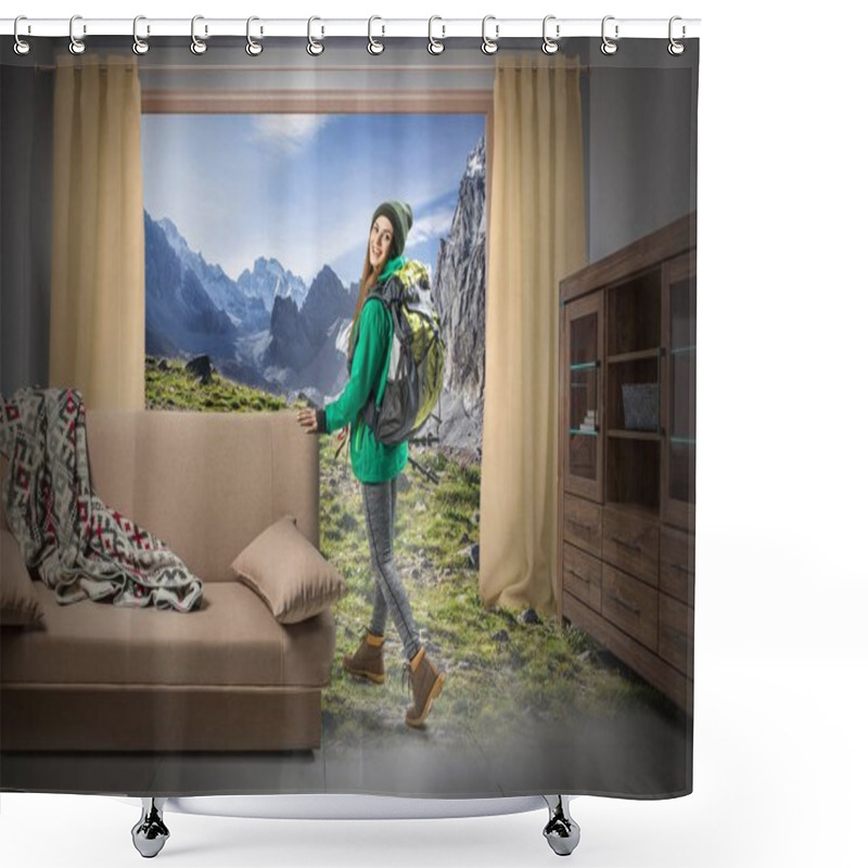 Personality  Hiker Shower Curtains