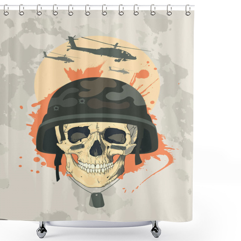 Personality  Military Design With Skull. Shower Curtains