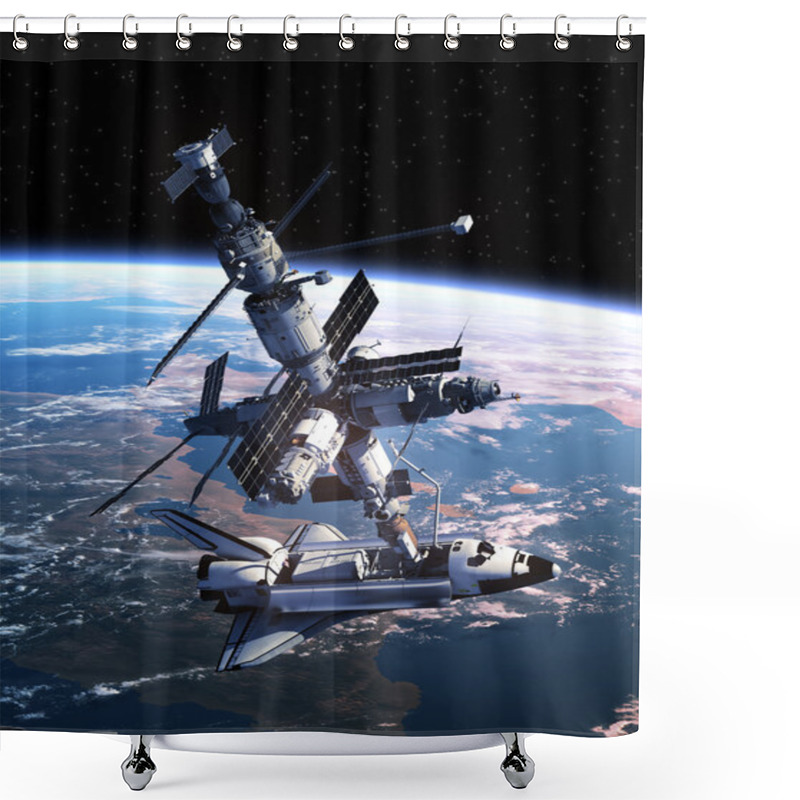 Personality  Space Shuttle Docking With Space Station Shower Curtains