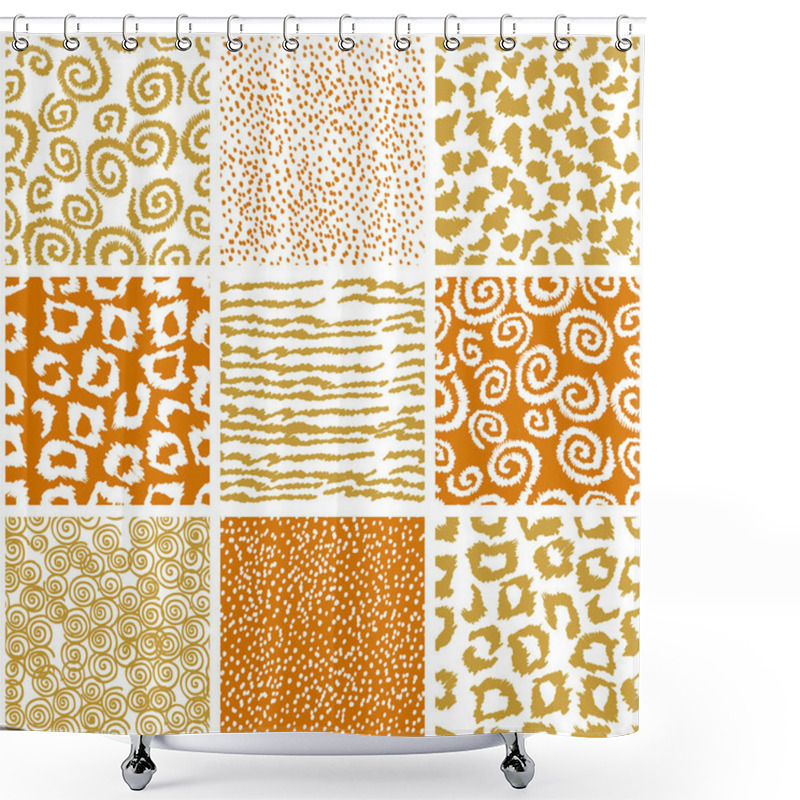 Personality  Set Of Seamless Doodle Patterns. Shower Curtains