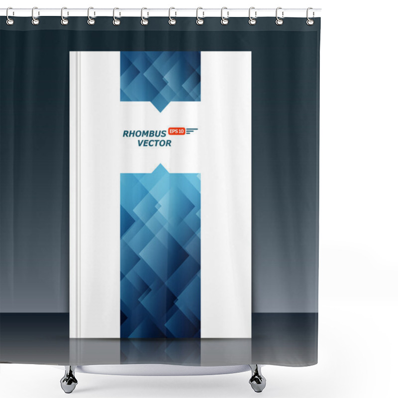 Personality  Abstract Composition, Quadrangle Font Texture, White Transparent Square Part Construction, Blue A4 Brochure Title Sheet, Creative Figure Icon, Logo Sign Surface, Firm Banner Form, Flier Fiber, EPS10 Shower Curtains