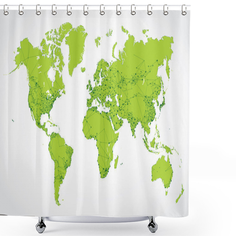 Personality  Abstract Network Map Of The World Shower Curtains