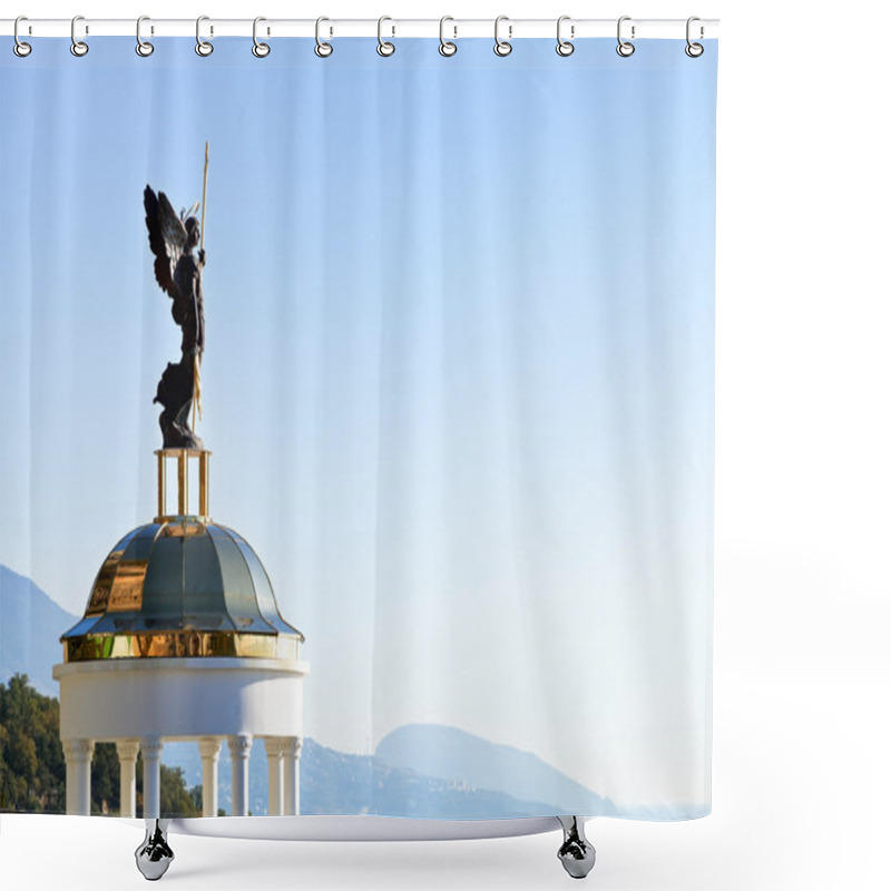 Personality  St. Michael The Archangel Statue On Kiosk, Crimea Shower Curtains