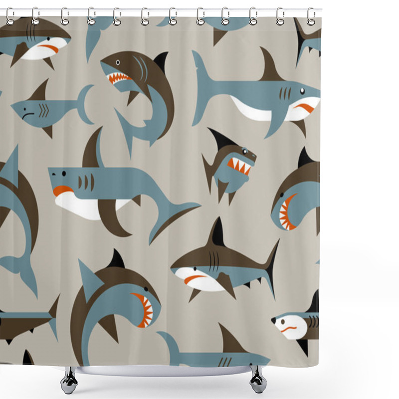 Personality  Pattern With Sharks Shower Curtains