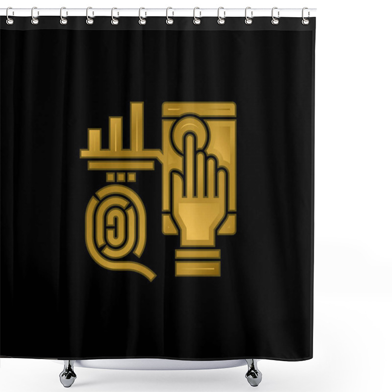 Personality  Biometric Gold Plated Metalic Icon Or Logo Vector Shower Curtains