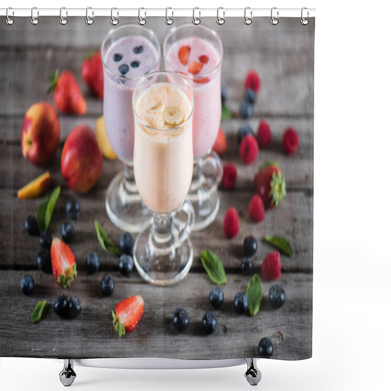 Personality  Various Milkshakes With Fruits  Shower Curtains