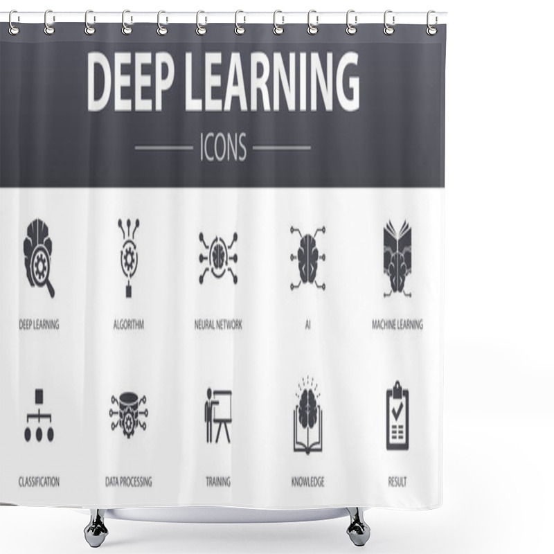 Personality  Deep Learning Simple Concept Icons Set. Contains Such Icons As Algorithm, Neural Network, AI, Machine Learning And More, Can Be Used For Web, Logo Shower Curtains