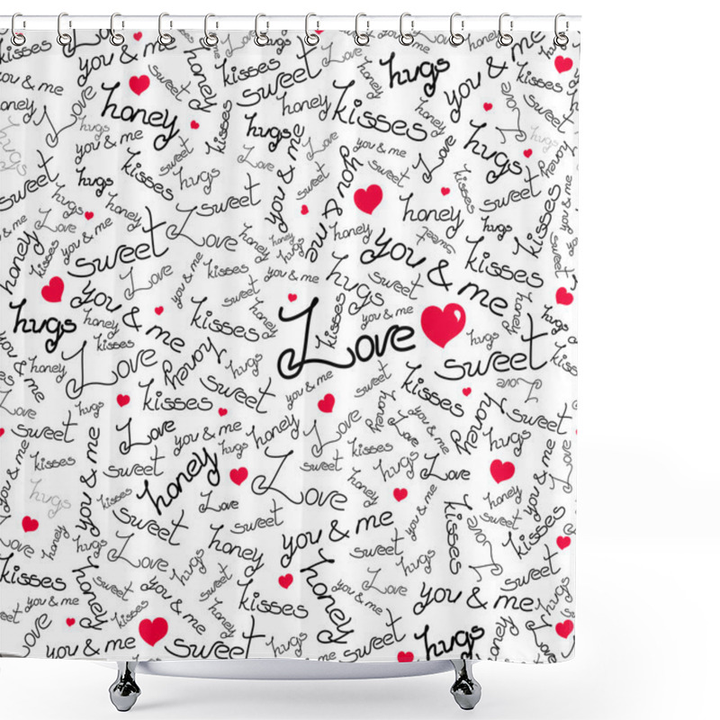 Personality  Vector Seamless Pattern With Many Words Of Love. Shower Curtains