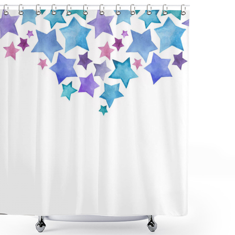 Personality  Beautiful Lovely Cute Wonderful Graphic Bright Artistic Blue Purple Stars Pattern Watercolor Hand Sketch. Perfect For Textile, Wallpapers, Invitation, Wrapping Paper Shower Curtains