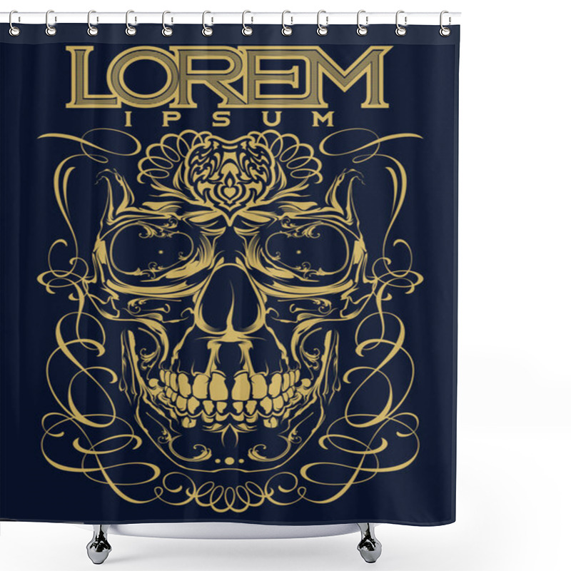 Personality  Abstract Skull In Calligraphic Frame  Shower Curtains