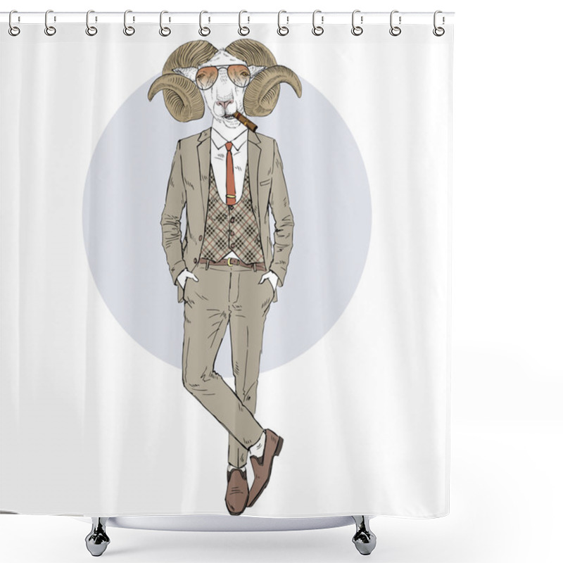 Personality  Mutton Man Dressed Up In Retro Style Shower Curtains