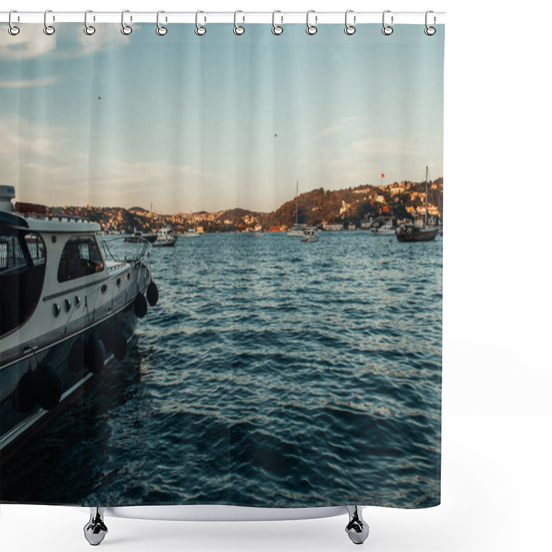 Personality  Yachts In Sea Bay, And View Of Istanbul, Turkey Shower Curtains