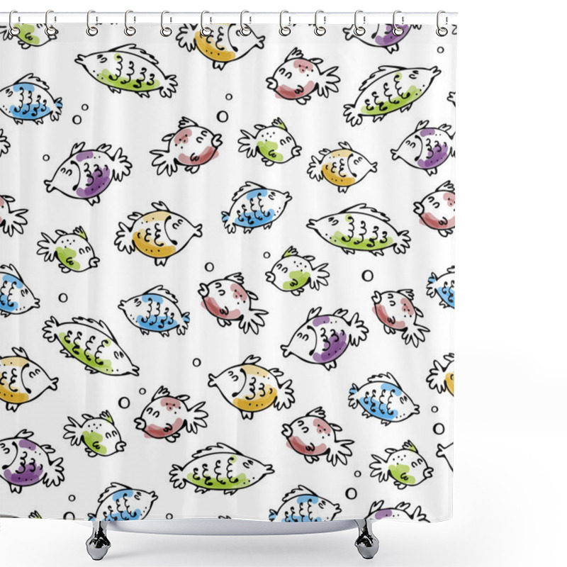 Personality  Seamless Fish Pattern Shower Curtains