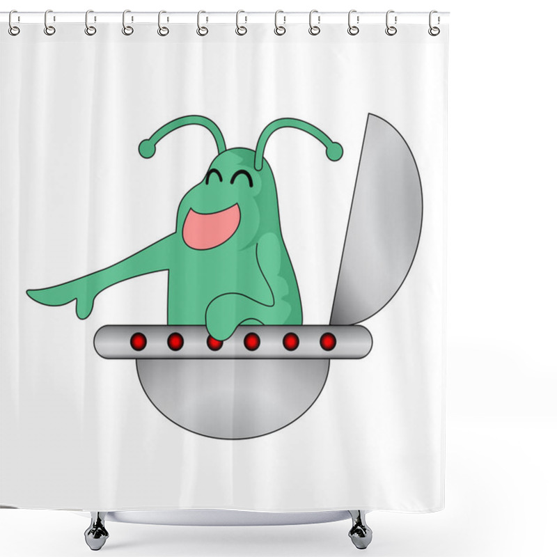 Personality  Vector Illustration Of Alien With A Smile Shower Curtains