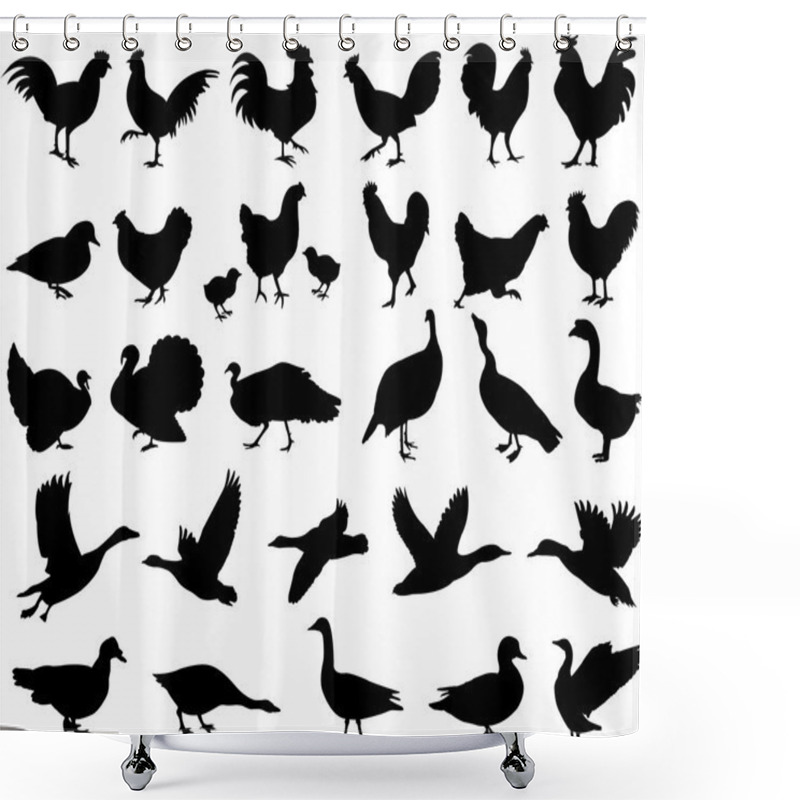 Personality  Poultry Silhouettes Collection Shower Curtains