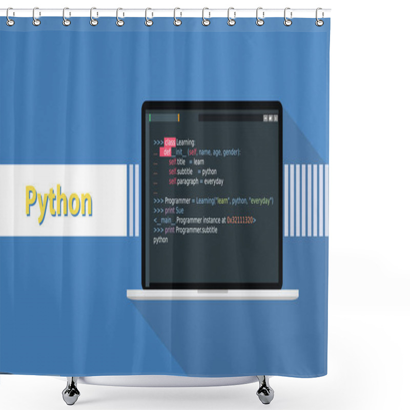 Personality  Python Programming Language With Example Code On Screen Text Shower Curtains