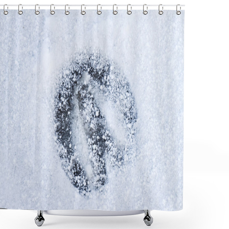 Personality  Footprint Of A Horse In Snow Shower Curtains